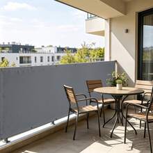 1pc Solid Gray Balcony Railing Windproof Fabric, Minimalist Outdoor Style 100% Polyester Rectangular Perforated Privacy Screen, Balcony Patio Protection Decor - Grey - View 8
