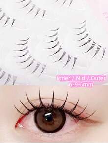 High Rating 5 Pairs Cartoon/Fairy/K-Pop Girl Group Eyelashes - C Curl, Transparent Stem, 6-9mm Length, DIY Lightweight Soft Comfortable, Instantly Enlarges Eyes. Beginner Friendly, Easy To Use, Saves Makeup Time. Suitable For (Daily/Party/Ball/Various Occasions) Gift For Family, Girlfriend, Best Friend. Holiday Gift - Black - View 2