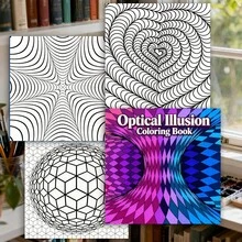 كتاب تلوين ماندالا 7.87" * 7.87"، كتاب تلوين وهم بصري جريء وبسيط للاسترخاء، ورق طباعة أحادي الجانب بوزن 100 جرام ثقيل 24 صفحة، هدية مثالية لأعياد الميلاد والمناسبات الأخرى - كتاب تلوين ماندالا - مشاهدة 4