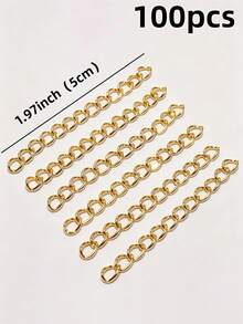 50pcs Alloy Extension Chain Tails, No Clasp, Bracelet Extension Chain, Suitable For DIY Necklace Jewelry Making, 5cm Length - Yellow Gold - View 7