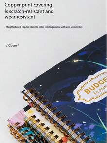 Creative Floral Spiral Bound Budget Planner Notebook With Strap, Customizable Printable Memo Pad - Multicolor - View 5