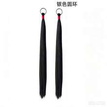 Women's Double Ponytail Chinese Ring Buckle Long Straight Hair New Chinese Style Ancient Costume Hanfu Cheongsam Wig Braids Hair Extensions Braids Women's Personalized Braided Ponytail Hair Accessories - Multicolor - View 6