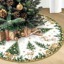 1 buah Alas Pohon Natal Bulat Berbagai Ukuran 60CM 90CM 120CM 150CM 180CM Motif Kepingan Salju, Rusa, Puncak Pohon, Bintang, Cocok untuk Acara Keluarga, Dekorasi Natal di Halaman Luar Ruangan (Bukan Pohon Natal, Hanya Alas Pohon) - A - View 1