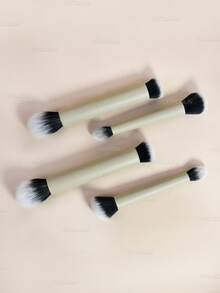 1pc Dual-Ended Makeup Brush, Multi-Functional Makeup Brush Suitable For Foundation, Concealer, Highlighter, Blush, Etc. Holiday Makeup Brush.,Giveaways - Beige - View 4