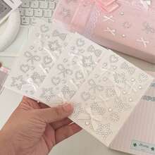 [Back To School]4pcs/3pcs/2pcs/1PC 3 Colors 2 Styles Solid Color Rhinestone Stickers, Including Heart, Bow, Musical Note And Other Geometric Patterns, Suitable For Students' Decoration Cards, Gifts, Notebooks, Diaries, And Can Also Be Used As Gifts - Multicolor - View 27
