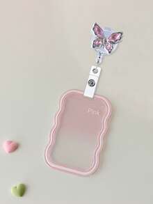 Cute Wavy Edge Card Holder With Rhinestone Butterfly Retractable Badge Clip, Portable ID/Student Card Holder, Cute Transparent Card Sleeve, Student Campus Bus Card And Small Card Protector, Celebrity Card, Bus Card, Meal Card, Subway Card, Photo, Residence Permit, Access Card, Valentine's Day Gift, Birthday Gift, Teacher's Day Gift, Back To School Gift - Multicolor - View 12
