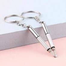 Silver 3-In-1 Multi-Function Screwdriver Keychain, For Repairing Fashion Glasses, Watches And Eyeglasses, Practical Small Tool, Men's Tool - Multi-color - View 11