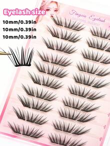 Cílios Postiços Estilo Raposa Sem Cola, 60 Aglomerados, Estilo Coreano-Japonês, Cria Facilmente Maquiagem de Olhos Estilo Raposa, Curvatura C, Comprimento de 10mm, Aplicação Segmentada Sem Cola Economiza Etapas, DIY Economiza Tempo de Maquiagem, Adequado para Iniciantes, Reutilizável, Adequado para Uso Diário, Encontros, Viagens, Festas de Feriados, Presente Perfeito de Feriado para Melhor Amiga, Namorada - C - Visão 5