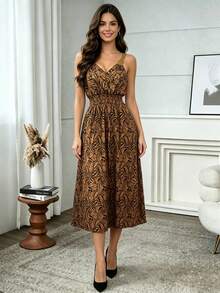 Women Midi Dresses - Chocolate Brown - View 3