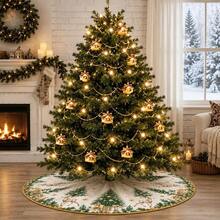 1 buah Alas Pohon Natal Bulat Berbagai Ukuran 60CM 90CM 120CM 150CM 180CM Motif Kepingan Salju, Rusa, Puncak Pohon, Bintang, Cocok untuk Acara Keluarga, Dekorasi Natal di Halaman Luar Ruangan (Bukan Pohon Natal, Hanya Alas Pohon) - A - View 5