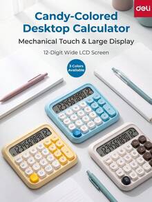 DELI TE36 Desktop Calculator: Comfortable Key Design, Clear 12-Digit LCD Widescreen Display, Stable And Non-Slip Base, Long Battery Life. Ideal For Finance And Accounting Offices. - Multicolor - View 1