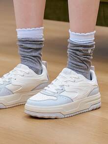XTEP New Casual Thick-Sole Platform Versatile Women's Sneakers - White/Gray-blue - View 1