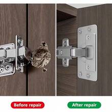 2 Sets Rectangular Hinge Repair Plates, Furniture Drawer Cabinet Repair Fixing Plates, Kitchen Cabinet Door Hinge Installation Kit Home Tools - Silver - View 5