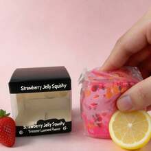 1pc Strawberry Acai Lemonade Pink Ice Cube Squeeze Toy, Super Durable TPR Slow Rising Stress Relief Toy, Soft Sensory Squeeze Toy For Anxiety Relief, Suitable For Children And Adults - Multicolor - View 7