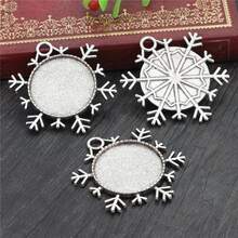 4pcs 25mm Inner Snowflake Pendant Cabochon Blank Base Setting Charms Pendant Bezel Tray DIY Jewelry Making Accessories Findings - Snowflake - View 2