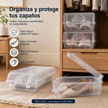 Transparent Stackable PP Plastic Shoe Box With Hinged Lid And Ventilation Holes For Closet Organization And Footwear Protection, Multiple Sizes - 查看 4
