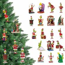 The Grinch 8pcs Green Monster Christmas Tree Ornaments - Acrylic Christmas Tree Ornaments, Holiday Christmas Decor, Christmas Decoration, Home Decor (Random Styles) - View 3