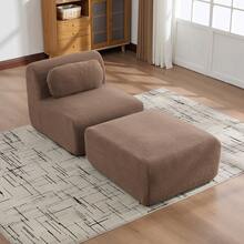 Camel 1 Seat Sofa - Chenille Fabric - Camel 1 Seat - View 5