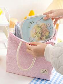 1pc Cute Macaron Insulated Lunch Tote With A Triangular Quilted Texture, Double-Layer Padded Comfy Handles, Zipper Closure With Plenty Of Storage, Multiple Compartments Mom Bag, Perfect For Work, School, Travel, Or Outings Any Time Of Year - Multicolor - View 8