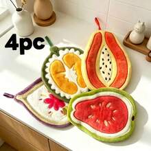 4/8pcs Creative Durian & Guava Shaped Hand Towels, High Absorbent Coral Fleece Hanging Towels, Suitable For Bathroom And Kitchen - Multicolor - View 11