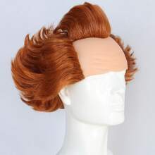Short Brown Curly Wig Fluffy Bald Receding Hairline Wig Hair Heat Resistant Synthetic Fibers Fluffy Durable Breathable Wig For Halloween Party Cosplay Costume - Brown - View 7