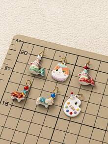 1pc Cute Mixed Pendant, Exquisite Cartoon Style, 18kpvd Gold Plated 316 Stainless Steel Material, Waterproof And Fade-Resistant, Suitable For DIY Creative Necklace, Bracelet, Earrings, Bag Chain, Keychain, Waterproof And Sweat-Resistant, Suitable For Daily Casual Wear - Multicolor - View 3