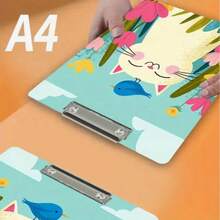 1 Peça Pasta Decorada com Gato de Desenho Animado Fofo e Flor, Fichário Acrílico de Folhas Soltas - Tamanho A4, Armazenamento e Organização de Documentos Portátil, Adequado para Escritório, Escola, Casa, Suprimentos Escolares, Armazenamento de Arquivos - Multicolorido - Visão 3