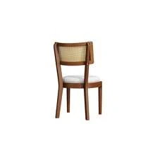 4 Solid Wood Dining Chairs With Rattan Backrests, Comfortable And Breathable, Suitable For Dining Room, Living Room, Cafe, Modern Style, Linen, Walnut, 50 X 58 X 88 Cm - Brown - View 11