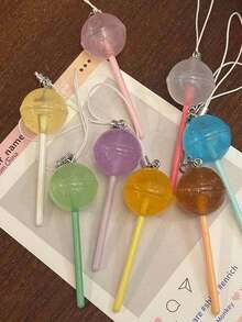 1/2/4pcs Cartoon Cool And Edgy Frizzy Keychain Pendant, Women's Bag Charm, Small Gift Keyring, Car Key Decoration, Pendant Accessory - Lollipop - View 6