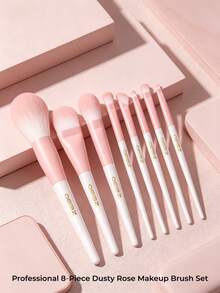 OEIEZ 8pcs Dual-Ended Multi-Function Makeup Brush Set With Gift Box, Suitable For Foundation, Liquid/Powder/Concealer/Cream/Blush Blending, Gift For Girls And Women, Gray Rose Color - Pink - View 10