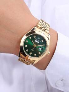 RICECGO Jam Tangan Pria, Aksesori Fashion, Cocok untuk Bisnis, Perjalanan dan Pemakaian Sehari-hari, Pilihan Hadiah Sempurna untuk Pria - Emas - View 4