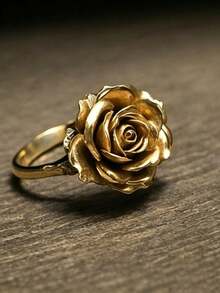 1pc Exquisite Women's Rose Flower Ring Valentine's Day Gift, Festival Gift Retro Exaggerated Engagement Wedding Bride Flower Ring Jewelry - Ring - View 7