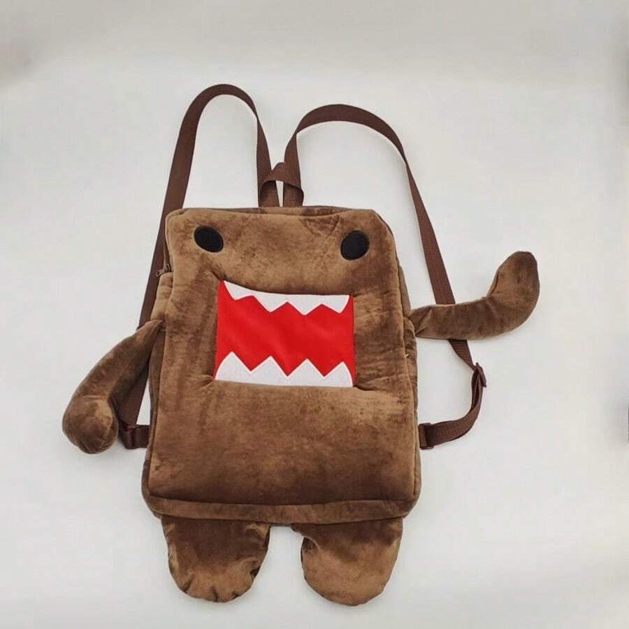 Tas Ransel Boneka Domo Kun untuk Wanita dan Pria, Warna Cokelat, Tas Boneka Lucu, Tas Selempang Kecil - Coklat - View 1