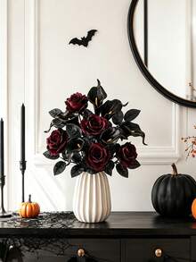 1/12pcs Realistic Black Calla Lily & Rose Artificial Flowers, Elegant Style, Suitable For Wedding, Home Decor, Room Arrangement, Bedroom Decoration, Outdoor Garden Decor, Wreath Making, Wedding Floral Arrangement, Tabletop Decor, Autumn Decoration, Halloween Decor - Multicolor - View 6