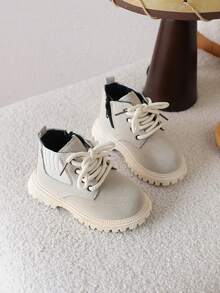 1 Pasang Sepatu Bot Sol Lembut Model Baru untuk Anak Laki-laki, Nyaman dan Modis - Krem - View 5