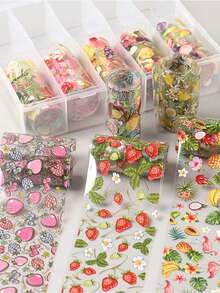 10 Rolls/Box Summer Theme Fruit Pattern Nail Art Transfer Stickers, Holographic Foil Nail Decals DIY Nail Supplies - Multicolor - View 5