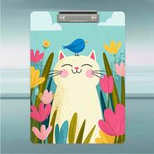 1 Peça Pasta Decorada com Gato de Desenho Animado Fofo e Flor, Fichário Acrílico de Folhas Soltas - Tamanho A4, Armazenamento e Organização de Documentos Portátil, Adequado para Escritório, Escola, Casa, Suprimentos Escolares, Armazenamento de Arquivos - Multicolorido - Visão 2