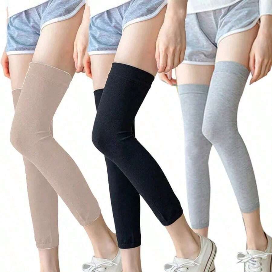1 Pair Seamless Breathable Warm Knee Socks, Seamless Design, Suitable For Outdoor And Casual Use For Women And Men - Multicolor - View 1
