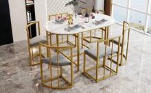 6-Chair Dining Table Set - Gold MDF - Gold - View 3