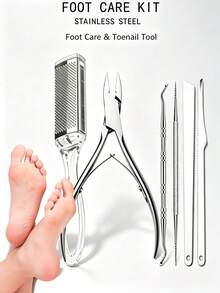 Manicure & Pedicure Tool Set, Stainless Steel Nail & Cuticle Trimming Set, Professional Nail File & Foot Rasp, Home & Salon Nail & Foot Care - Hand and Foot Care Tools - View 3
