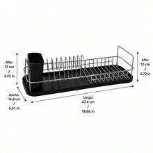 Stainless Steel Dish Drying Rack With Removable Drip Tray And Cutlery Holder, Kitchen Organizer With Non-Slip Base And Sturdy Grid Structure - 銀色 - 查看 9