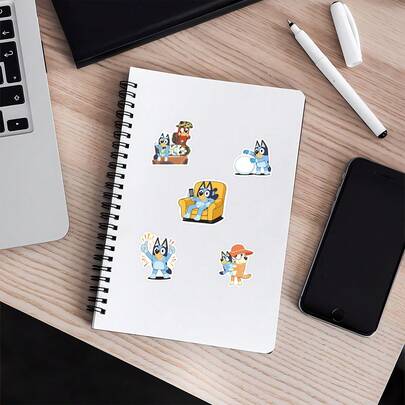 58 buah Stiker Kartun Bluey, untuk Buku Catatan, Dekorasi Tahan Air, Stiker Budaya dan Kreatif, Hadiah Liburan Sempurna untuk Penggemar dan Teman, Penggemar Animasi & Pecinta Bluey, Suvenir Pesta Ideal, Hadiah Ulang Tahun, Scrapbooking, Jurnal & Kerajinan DIY