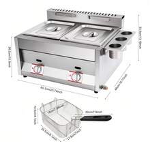 Countertop Gas Deep Fryer Propane Gas Stainless Steel Outdoor Use Round 2 Burner - A - View 3