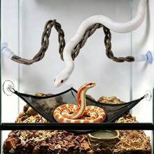 Set Aksesori Ular Reptil 2 Buah, Tali Panjat Kepang Fleksibel dan Hammock Jaring Segitiga (Dengan Perekat Hisap), Mainan Ular, Dekorasi Tempat Beristirahat dan Panjat untuk Kandang Reptil, Cocok untuk Ular, Python, dan Lingkungan Habitat Reptil. - View 1