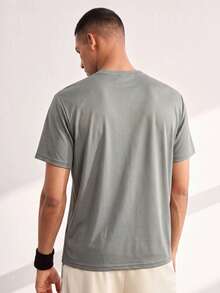 Driftmere Men's Casual Breathable Short Sleeve T-Shirt, Fashionable Printed, Lightweight Outdoor Sports Exercise - Dark Grey - View 2