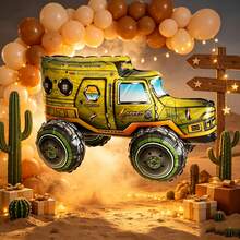 1 Set 4D Assembled Tank Missile Car Off-Road Vehicle Foil Balloons, Suitable For Jungle Adventure Party Decoration, Adventure Mission Theme Party Decoration - View 2