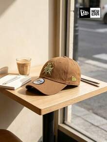 New Era Totem Pattern Embroidered Baseball Cap, Casual Soft Top Adjustable Curved Brim Dad Hat - Brown - View 4