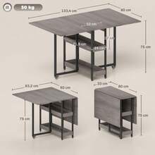 Mesa de Comedor Plegable para 2-4 Personas con 2 Estantes Abiertos, Mesa de Comedor Móvil, Mesa Plegable para Espacios Pequeños, Comedor, Cocina 133.4 x 80 x 75 cm Marrón Rústico - Gris + Madera - Ver 4
