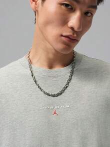 Jordan Men's AS FLT ES 96 OS PCH SS CRW Short Sleeve Knit Collarless T-Shirt TIO0035-050 - Light Grey - View 3