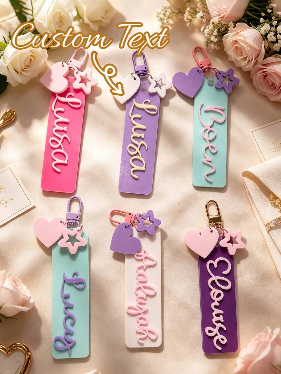 Personalized Backpack Tags, Customized Name Backpack Charms, School Name Tags, Lunch Bag Tags, Acrylic Keychains, Customized Name Labels For Back To School Season - Multicolor - View 1